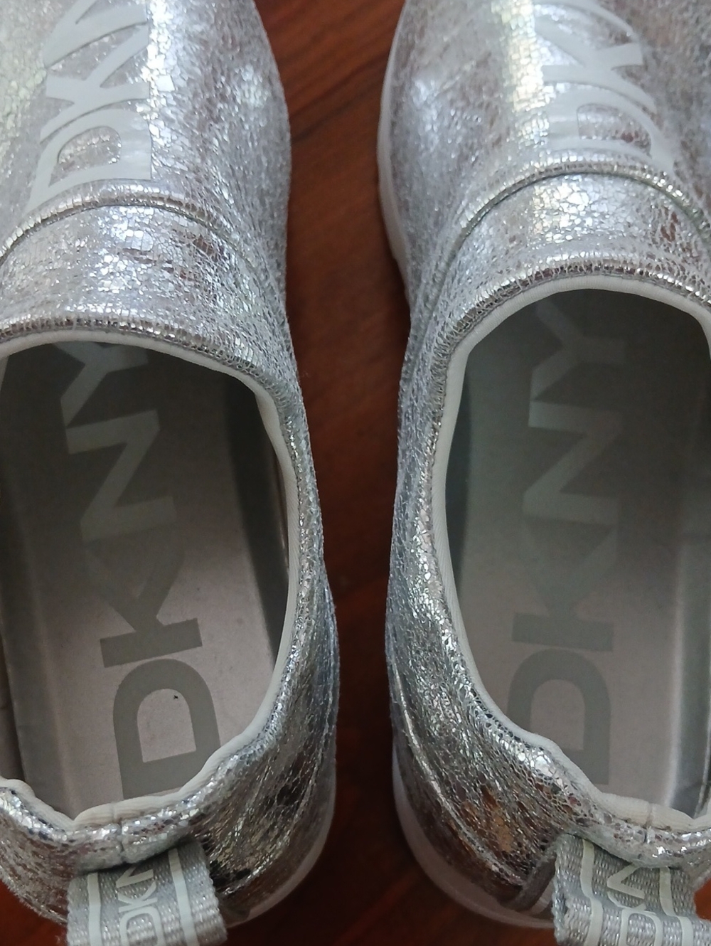 DKNY Silver Metallic Slip-On Women's Sneakers - Picture 4 of 6